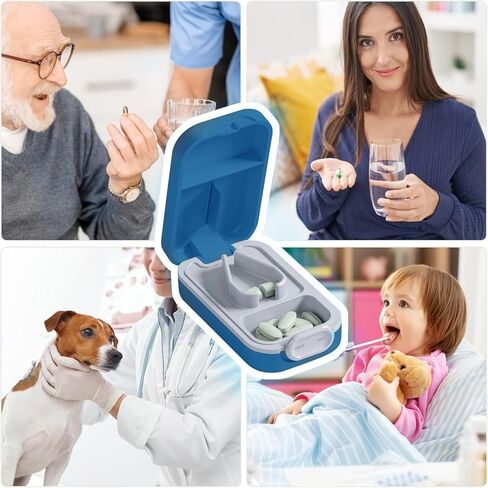 Pill Cutter Splitter for Small or Large Pills with Safety Lock - Accurate and Easy Travel-Friendly Design for Daily Use (Purple) in Kuwait