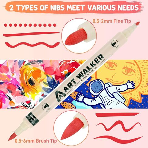 24 Colors Dual Tip Acrylic Paint Markers, Acrylic Paint Pens for Painting Rock, Wood, Metal, Canvas, Fine Tip and Dot Tip Paint Markers for Easter, Halloween, Christmas in Saudi Arabia