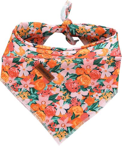 Lionheart glory Dog Bandana 1 Pack Washable Soft Cotton Flower Print Bibs Scarf, Adjustable Kerchief Square Dog Bandanas for Small Dogs in Kuwait