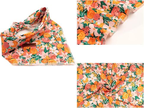 Lionheart glory Dog Bandana 1 Pack Washable Soft Cotton Flower Print Bibs Scarf, Adjustable Kerchief Square Dog Bandanas for Small Dogs in Kuwait