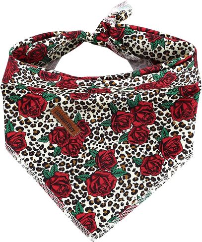 Lionheart glory Dog Bandana 1 Pack Washable Soft Cotton Flower Print Bibs Scarf, Adjustable Kerchief Square Dog Bandanas for Small Dogs in Kuwait