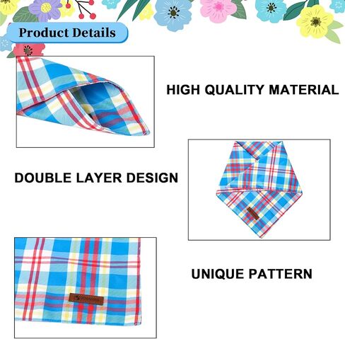 DOGWONG Gril Dog Bandanas 2 Pack, Pink Flower Print Triangle Reversible Rabbit Carrot Pet Scarf Durable Female Bandana for Small and Medium Dogs (Small) in Saudi Arabia
