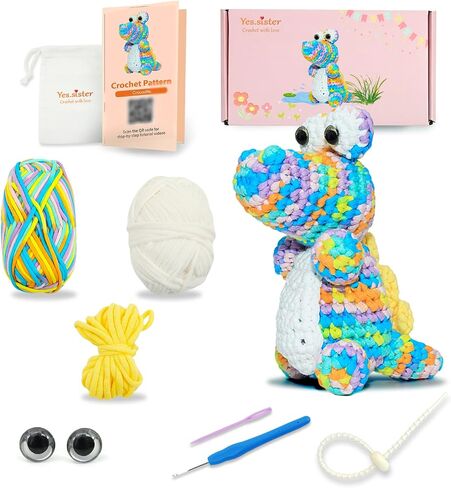 yes.sister!DIY Crochet Kit for Beginners - Crocodile Amigurumi Crochet Kit with Cotton Yarn, Video Tutorials & Printed Pattern - Handmade Gift for Teens & Adults, Eco-Friendly Reusable Packaging in Saudi Arabia