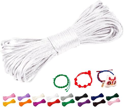 CAMAL 1.5mm Nylon Cord String for Bracelet Making, Nylon Beading Cord Nylon Satin Bracelet String for Pendants, Keychain, Wind Chime, Jewelry Crafts - 22 Yards (White) in Saudi Arabia