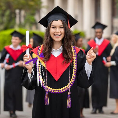 Graduation Leis 2025 and Graduation Cords, Purple Gold Graduation Ribbon Lei with Honor Cords, Graduation Braided Necklace Class of 2025 Graduation Gifts for 2025 Graduation Party Decorations Supplies in Saudi Arabia