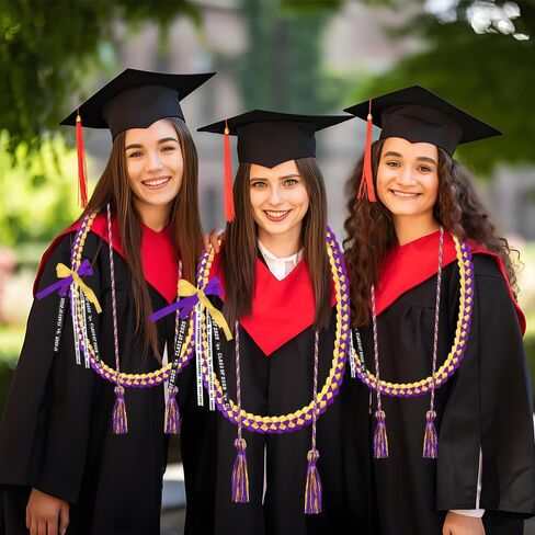Graduation Leis 2025 and Graduation Cords, Purple Gold Graduation Ribbon Lei with Honor Cords, Graduation Braided Necklace Class of 2025 Graduation Gifts for 2025 Graduation Party Decorations Supplies in Saudi Arabia