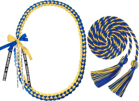 Graduation Leis 2025 and Graduation Cords, Purple Gold Graduation Ribbon Lei with Honor Cords, Graduation Braided Necklace Class of 2025 Graduation Gifts for 2025 Graduation Party Decorations Supplies in Saudi Arabia