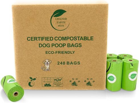 100% Certified Compostable Dog Poop Bags, Plant Based. Biodegradable Waste Bags, Unscented Extra Strong.150 count.10 rolls. 13x9". Home compostable, Leak Proof. ASTM D6400 & EN 13432 Compliant. in Saudi Arabia
