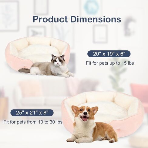 20'' x 19'' x 6'' Small Dog Bed, Oval Cat Bed Washable for Indoor with Non-Slip Bottom and Removable Cushion, Pet Bed for Puppy and Kitten, Peach Pink in Saudi Arabia