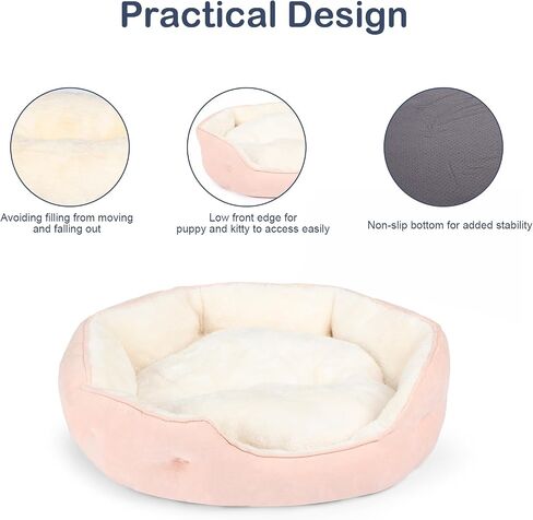 20'' x 19'' x 6'' Small Dog Bed, Oval Cat Bed Washable for Indoor with Non-Slip Bottom and Removable Cushion, Pet Bed for Puppy and Kitten, Peach Pink in Saudi Arabia