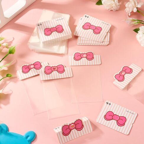 100 Pcs Jewelry Display Cards With 100Pcs Opp Cellophane Jewlery Bags Necklace Bracelet Earring Cards For Christmas Festival Wrapping Supplie Clear Bags Small Jewelry Bags（Pink） in Kuwait
