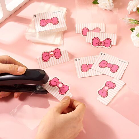 100 Pcs Jewelry Display Cards With 100Pcs Opp Cellophane Jewlery Bags Necklace Bracelet Earring Cards For Christmas Festival Wrapping Supplie Clear Bags Small Jewelry Bags（Pink） in Kuwait