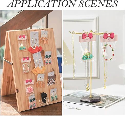 100 Pcs Jewelry Display Cards With 100Pcs Opp Cellophane Jewlery Bags Necklace Bracelet Earring Cards For Christmas Festival Wrapping Supplie Clear Bags Small Jewelry Bags（Pink） in Kuwait