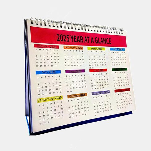Small Desk Calendar 2025,Desk Calendar 2025 Standing Flip,January to December;Standing Desktop Calendar 2025 with To Do List,Julian Dates, US Holidays Marked, phases of the moon dates in Saudi Arabia