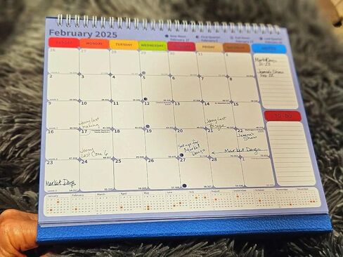 Small Desk Calendar 2025,Desk Calendar 2025 Standing Flip,January to December;Standing Desktop Calendar 2025 with To Do List,Julian Dates, US Holidays Marked, phases of the moon dates in Saudi Arabia