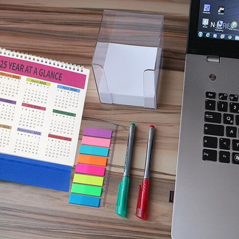 Small Desk Calendar 2025,Desk Calendar 2025 Standing Flip,January to December;Standing Desktop Calendar 2025 with To Do List,Julian Dates, US Holidays Marked, phases of the moon dates in Saudi Arabia