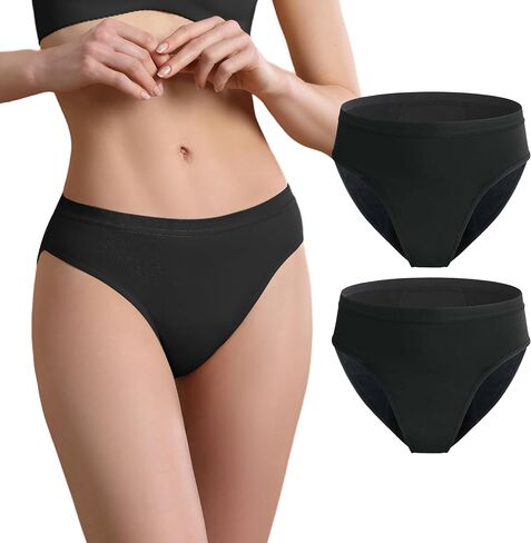 Incontinence Underwear for Women 4 oz Hipster Panties Leak Proof Underwear for Women Absorbent 2 Pack (Black, 2XL) in Saudi Arabia