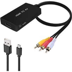 HDMI to RCA, HDMI to AV Converter, HDMI to Older TV Video Audio Converter Adapter for Apple TV, Roku, Fire Stick, Xiaomi Mi Box ect -Black