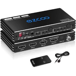 HDMI 2.0 Splitter 4K 60Hz ARC eARC for Soundbar HDMI Switch Bi-Direction 1 in 2 Out or 2 Input to 2 Output SPDIF 5.1CH Audio Extractor CEC - HDMI Down Scaler 4K 1080P Sync