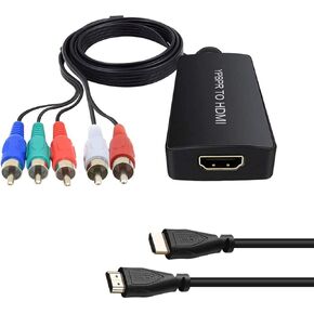 Dingsun Component to HDMI Converter, YPbPr/RGB+R/L to HDMI Converter Adapter, Support 720P/ 1080P for DVD, VSH, Blu-Ray Player, Wii, PS2/PS3, Xbox 360, Gamecube and More (Female)