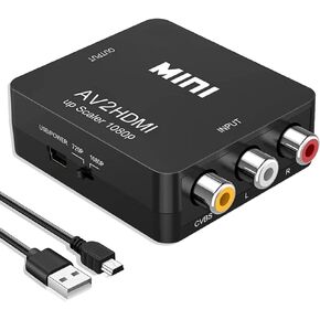 محول RCA إلى HDMI، محول RCA إلى HDMI، 1080P Mini RCA مركب CVBS AV إلى HDMI محول صوت فيديو يدعم PAL/NTSC لـ N64 Wii PS2 PS3 Xbox VHS