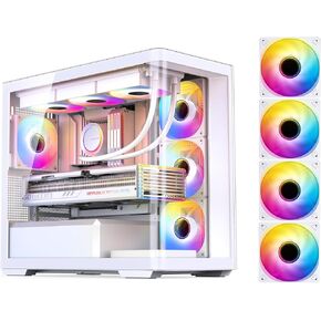 JONSBO D300 Black Micro-ATX Tower Pc Case,​One-Piece Glass Panel AO270 Deg View, MATX Back Plug-in BTF Motherboard, Support 360 AIO, 40-Series GPU,with Fans 4PCS (3 Reverse +1 Positive) Black in Kuwait