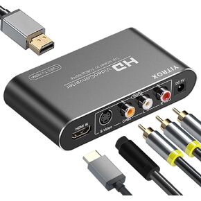 AV Svideo HDMI to HDMI Converter Upscaler, 3RCA CVBS AV Svideo R/L HDMI to HDMI Converter Scaler Support 1080P for Wii, PS2, PS3, Xbox 360, Blu ray Player, DVD and More in Kuwait