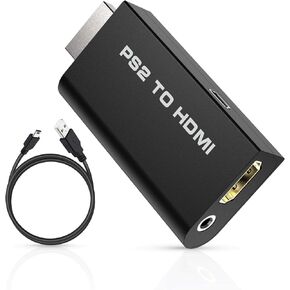 Rybozen PS2 to HDMI Converter Adapter, PS2 to HDMI Video Converter with 3.5mm Audio Output Cable for HDTV HDMI Monitor AV to HDMI Signal Transfer Adapter, Supports All Playstation 2 Display Modes