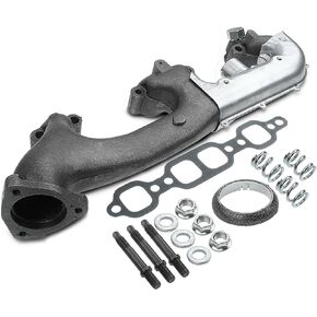 A-Premium Left Exhaust Manifold W/Gaskets, Studs, Nuts, Springs, Washers & Heat Shield Compatible with Chevy & GMC - C,K,G Class - C1500, C2500, K1500, K1500 Suburban, K2500, G10, Yukon, Tahoe & More