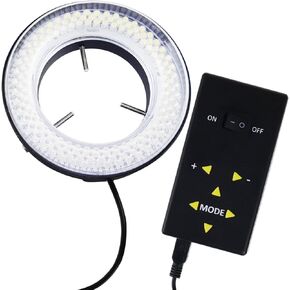 144 Led Ring Light 40-250mm Working Distance Ring Light Adjustable Lighting Microscope Camera Illuminator 144 Led Photo Video Make-up (4 Zone Control 20000lux)