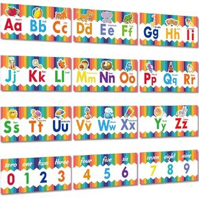 12 Pieces Educational Preschool Posters Alphabet Number Classroom Wall Poster Decorations Numbers 0-9 Posters for Nursery Preschool Home School Kindergarten Classroom