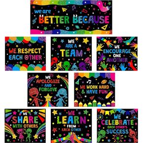 10 PCS Classroom Poster, Colorful Bulletin Board Decoration Motivational Posters We Are Better Poster Banner for School & Classroom Kindergarten Preschool Primary Middle High School (12" x 10")