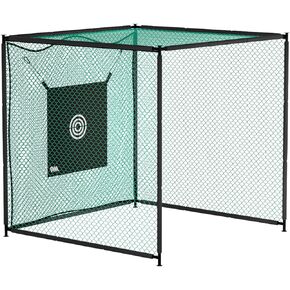Golf Driving Cage 10x10x10ft, Golf Hitting Cage w/Target Cloth, Golf Batting Cage w/Steel Frame, Golf Practice Net for Full Swing, Golf Training Net Indoor and Outdoor Practice