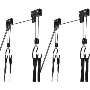 2 Pack Kayak Hoist Lift Systems with 165 lb for Kayaks Canoes Surfboards Bikes Ladders Garage Storage Canoe Lift Pulley System Capacity Ceiling Mount Hoists