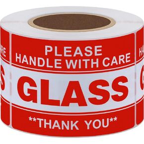 HYBSK 2x3 inch Handle with Care Thank You Glass Stickers Adhesive Label 300 Per Roll (2x3 inch)