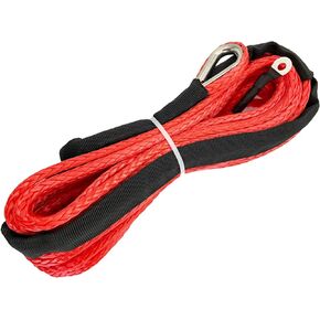 Synthetic Winch String Line Cable 1/4" x 50ft 7800LBS Synthetic Winch Rope Cable Rope with Black Protecting Sleeve and Thimble for atvs Winches ATV UTV SUV Truck Boat Blue