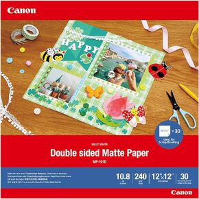 Canon Double Sided Matte Photo Paper, Perfect for Scrapbooking and Crafts, 12" X 12" - Compatible to Canon PIXMA TS9520 and TS9521 Inkjet Printer