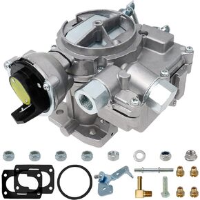 Marine Carburetor 2 Barrel Carb for Mercruiser 3.0L 2.5L 4 CYL Engines with Electric Choke Jets Long Linkage and Gaskets nut, Replace 3310-864940A01, Base Bolt Pattern is 3 3/4 X 2 inches