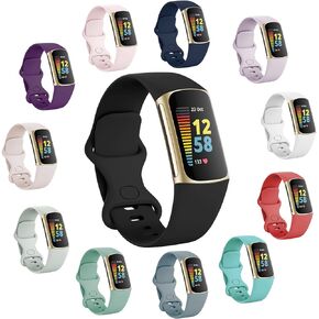 12-Pack Band Compatible with Fitbit Charge 5 Bands Women Men, Breathable Soft Silicone Replacement Wristbands for Fitbit Charge 5 Advanced Fitness Tracker
