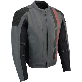 Milwaukee Leather MPM1752 Men's Black/Grey Textile and Mesh Armored Motorcycle Biker Racing Jacket