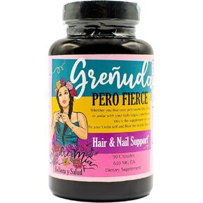 Grenuda Pero Fierce - Hair and Nail Support - Burdock Root, Horsetail, Stinging Nettle, Ginko Leaf, Biotin - 30 Day Supply 90 Capsules, 650MG Each