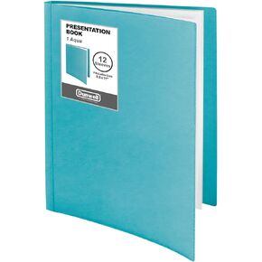 Dunwell Binder with Plastic Sleeves 12-Pocket (Aqua) - Presentation Book, 8.5 x 11 Portfolio Folder with Clear Sheet Protectors, Displays 24-Page Documents, Certificates, Important Papers