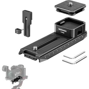 NEEWER Arca Type Quick Release System for Handheld Gimbals with 1"/25mm Vertically Adjustable Lens Support, Auto Lock Square QR Plate Compatible with DJI RS 2 RSC 2 RS 3 PRO, Max Load 22lb/10kg, CA026