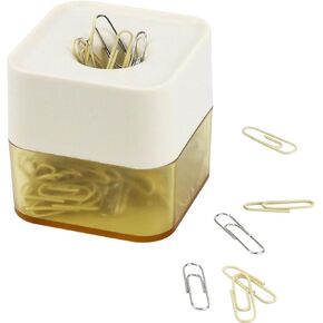 MultiBey New Two-color Paper Clips in Elegant Magnetic Frosted Square Clip Holder, 28mm, 130 Clips per Box (Lilac)