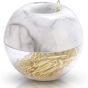 Round Magnetic Paper Clip Holder, 28mm, with 100 Paper Clips, Marble