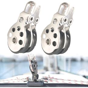 Marine Double Pulley Block for Boat Sailing Sailboat Kayak Pulling Roller Rope Accessories, Runner Diameter: 25mm