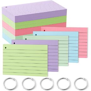 Yougeigy 500 Pieces Index Cards, 3x5 Inches Colorful Ruled Notecards with Spiral, Flash Cards, Study Cards Note Pad Paper for Taking Notes and Reminders, Work, College, School(100 Sheets per Color)