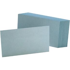 Oxford Blank Color Index Cards, 3" x 5", Blue, 100 Per Pack (7320 BLU)