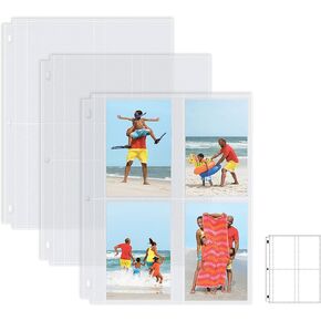 Better Office Products Photo Album Refill Sheets, 3.5 x 5 Inch, Heavyweight, Diamond Clear 3 Ring Photo Binder Page Refills, 200 Total Photos, Each 4-Pocket Sheet Holds Up to 8 Photos (25 Pack)