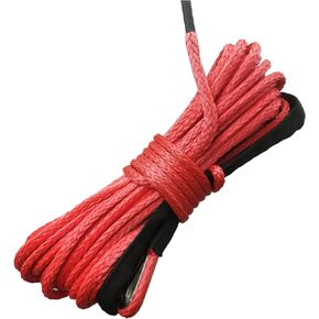 Synthetic Winch Rope 1/4" x 50ft 7700LBS Nylon Winch Rope with Protective Sleeve for 4x4 Off Road SUV ATV red